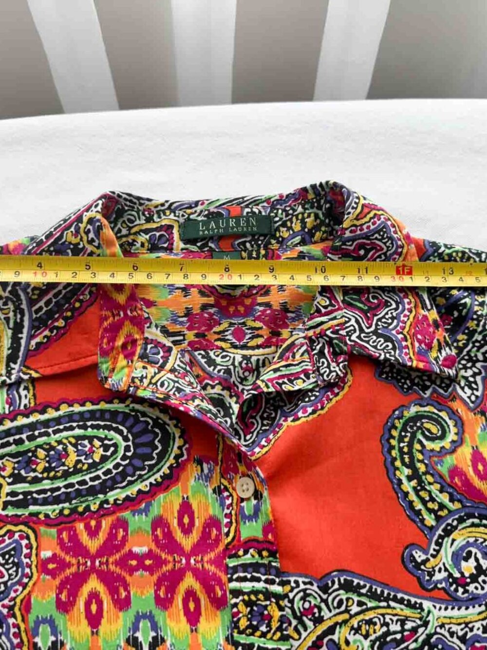 Lauren Ralph Lauren Paisley Shirt Women’s M Orange Multicolor Cotton Button Up - Picture 10 of 15